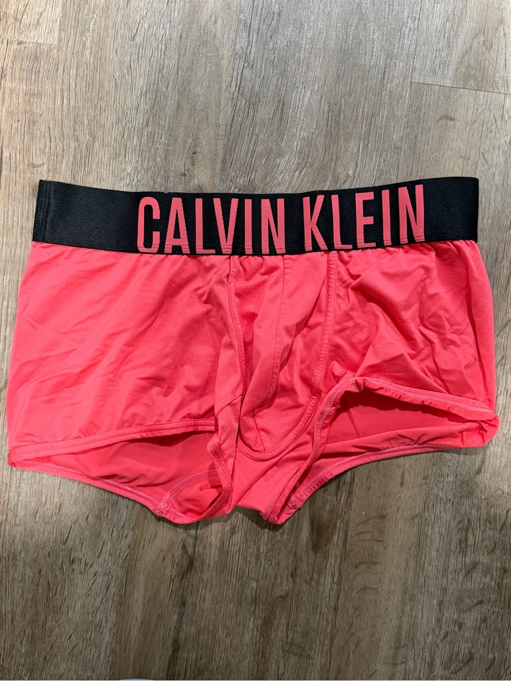 Calvin Klein Coral-Pink Bike Shorts with Black Logo Waistband